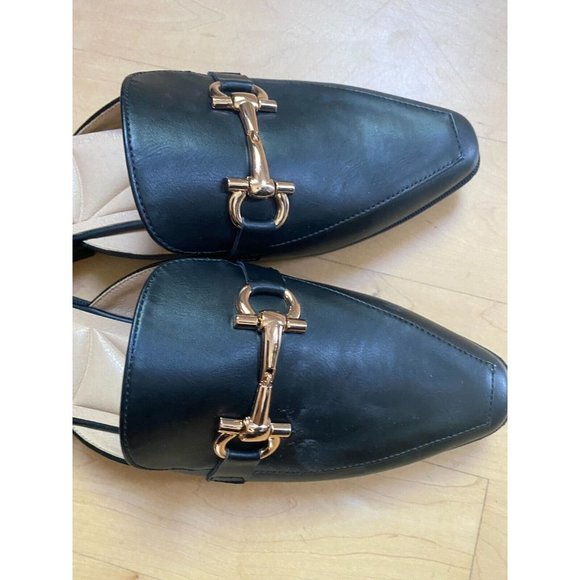 CLBY Laundry BNWOT "Score" buckle mules slides flats NEW black - Picture 4 of 7